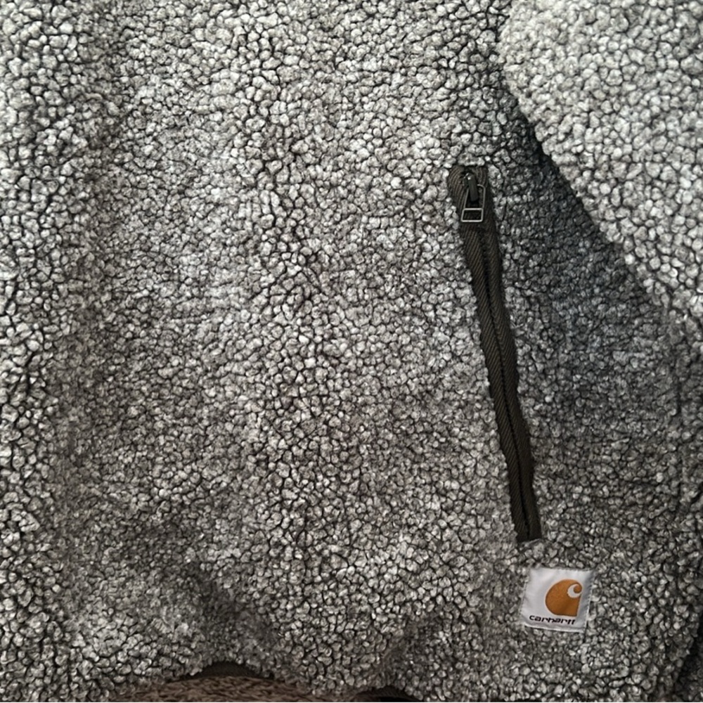Carharrtt WIP Dorper pullover fleece, grey/green, men's medium worn once